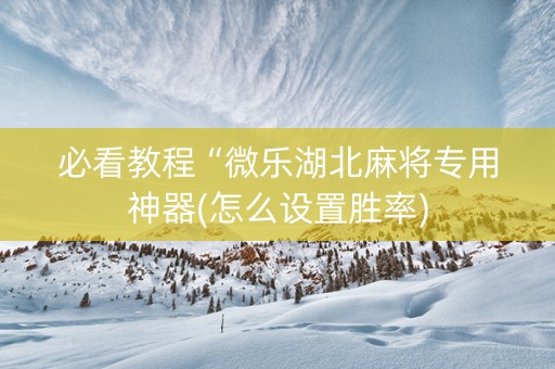 必看教程“微乐湖北麻将专用神器(怎么设置胜率)