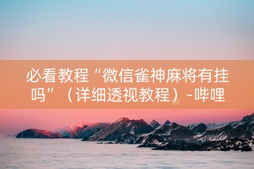 必看教程“微信雀神麻将有挂吗”（详细透视教程）-哔哩哔哩
