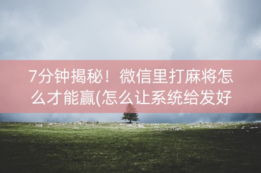 7分钟揭秘！微信里打麻将怎么才能赢(怎么让系统给发好牌)