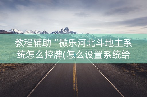 教程辅助“微乐河北斗地主系统怎么控牌(怎么设置系统给你好牌)