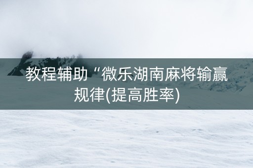教程辅助“微乐湖南麻将输赢规律(提高胜率)