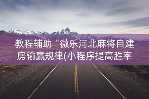 教程辅助“微乐河北麻将自建房输赢规律(小程序提高胜率)