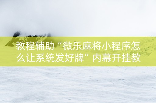 教程辅助“微乐麻将小程序怎么让系统发好牌”内幕开挂教程
