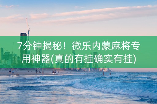 7分钟揭秘！微乐内蒙麻将专用神器(真的有挂确实有挂)