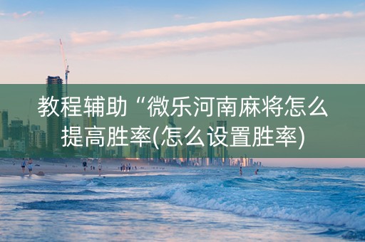 教程辅助“微乐河南麻将怎么提高胜率(怎么设置胜率)