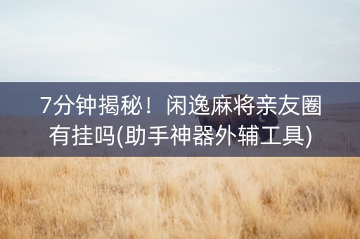 7分钟揭秘！闲逸麻将亲友圈有挂吗(助手神器外辅工具)