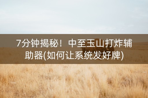 7分钟揭秘！中至玉山打炸辅助器(如何让系统发好牌)