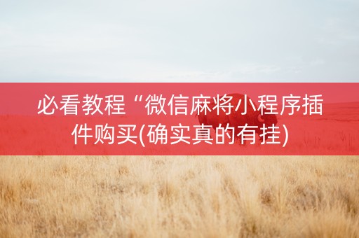 必看教程“微信麻将小程序插件购买(确实真的有挂)