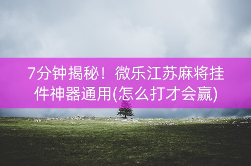 7分钟揭秘！微乐江苏麻将挂件神器通用(怎么打才会赢)