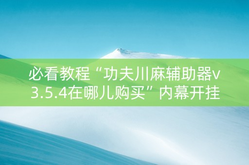 必看教程“功夫川麻辅助器v3.5.4在哪儿购买”内幕开挂教程
