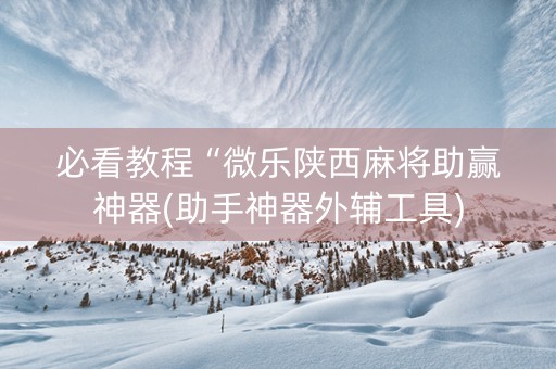 必看教程“微乐陕西麻将助赢神器(助手神器外辅工具)