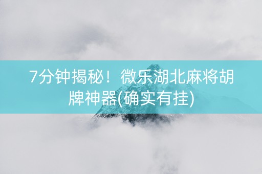 7分钟揭秘！微乐湖北麻将胡牌神器(确实有挂)