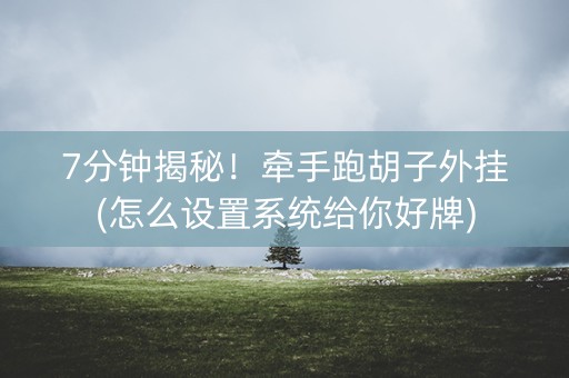7分钟揭秘！牵手跑胡子外挂(怎么设置系统给你好牌)