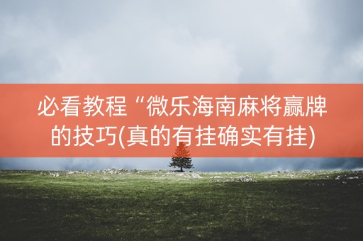 必看教程“微乐海南麻将赢牌的技巧(真的有挂确实有挂)