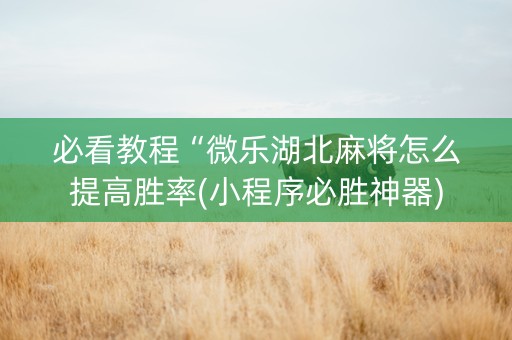 必看教程“微乐湖北麻将怎么提高胜率(小程序必胜神器)