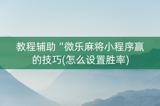 教程辅助“微乐麻将小程序赢的技巧(怎么设置胜率)