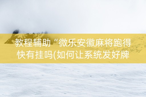 教程辅助“微乐安徽麻将跑得快有挂吗(如何让系统发好牌)