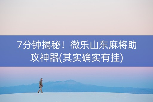 7分钟揭秘！微乐山东麻将助攻神器(其实确实有挂)