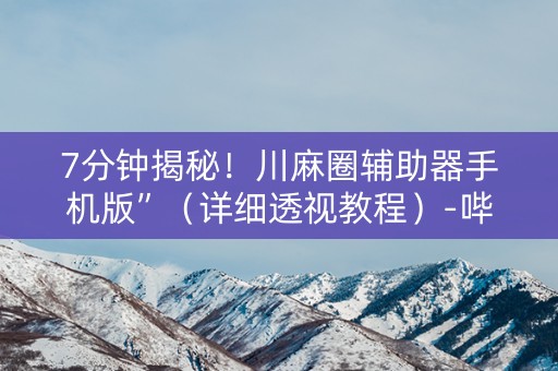 7分钟揭秘！川麻圈辅助器手机版”（详细透视教程）-哔哩哔哩