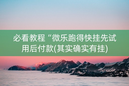 必看教程“微乐跑得快挂先试用后付款(其实确实有挂)