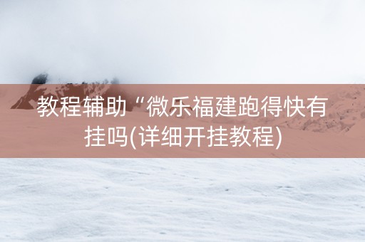 教程辅助“微乐福建跑得快有挂吗(详细开挂教程)