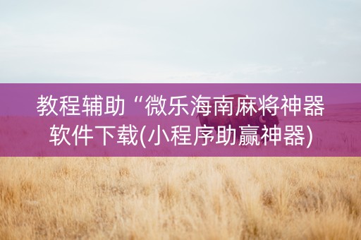 教程辅助“微乐海南麻将神器软件下载(小程序助赢神器)