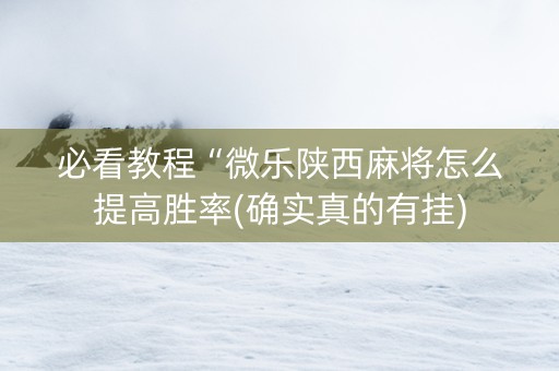必看教程“微乐陕西麻将怎么提高胜率(确实真的有挂)
