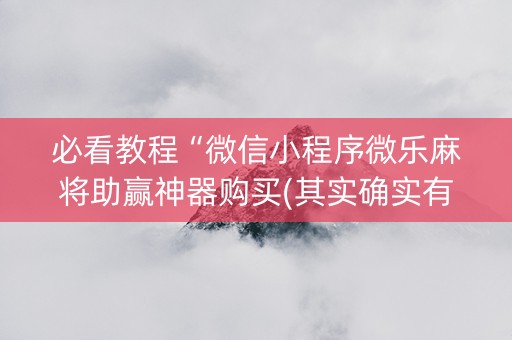 必看教程“微信小程序微乐麻将助赢神器购买(其实确实有挂)