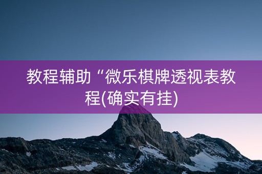 教程辅助“微乐棋牌透视表教程(确实有挂)