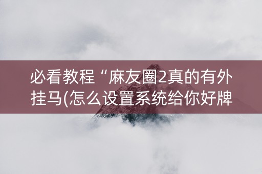 必看教程“麻友圈2真的有外挂马(怎么设置系统给你好牌)