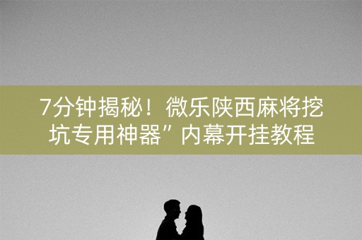 7分钟揭秘！微乐陕西麻将挖坑专用神器”内幕开挂教程