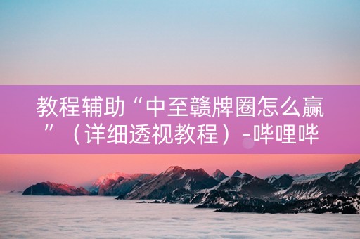 教程辅助“中至赣牌圈怎么赢”（详细透视教程）-哔哩哔哩