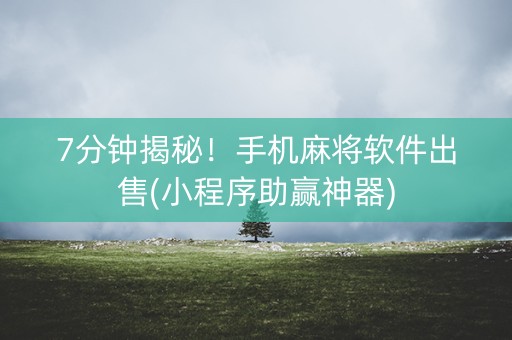 7分钟揭秘！手机麻将软件出售(小程序助赢神器)