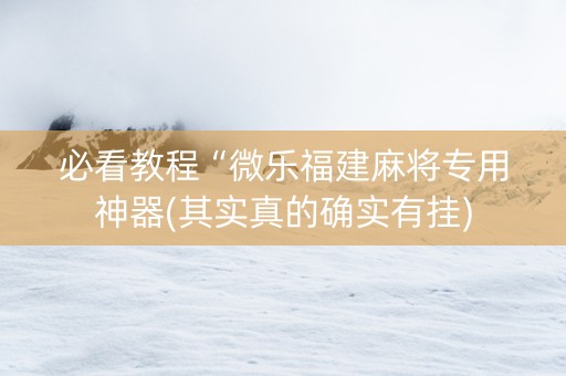 必看教程“微乐福建麻将专用神器(其实真的确实有挂)