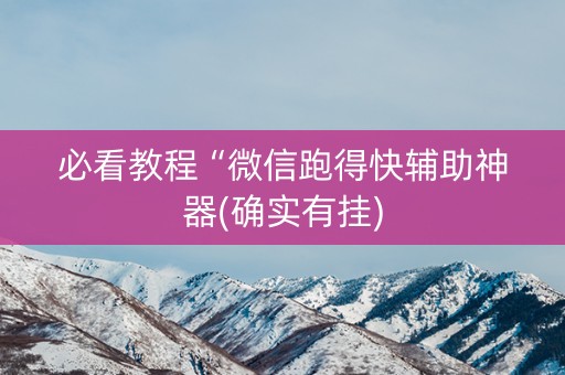 必看教程“微信跑得快辅助神器(确实有挂)