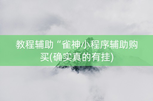 教程辅助“雀神小程序辅助购买(确实真的有挂)