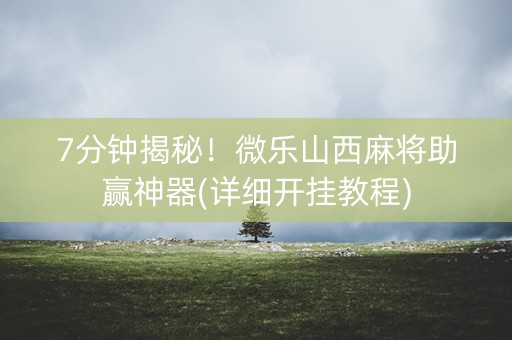 7分钟揭秘！微乐山西麻将助赢神器(详细开挂教程)