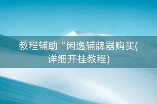 教程辅助“闲逸辅牌器购买(详细开挂教程)