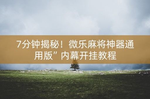 7分钟揭秘！微乐麻将神器通用版”内幕开挂教程