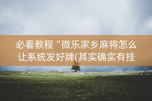 必看教程“微乐家乡麻将怎么让系统发好牌(其实确实有挂)