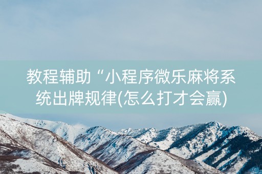 教程辅助“小程序微乐麻将系统出牌规律(怎么打才会赢)