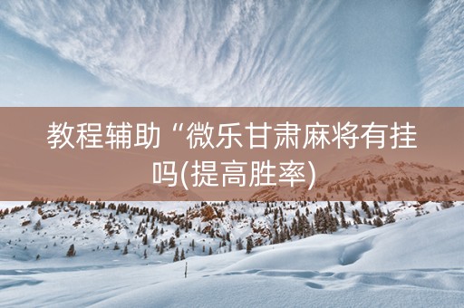 教程辅助“微乐甘肃麻将有挂吗(提高胜率)