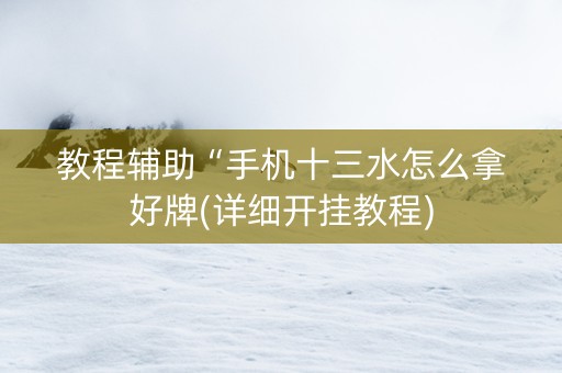 教程辅助“手机十三水怎么拿好牌(详细开挂教程)