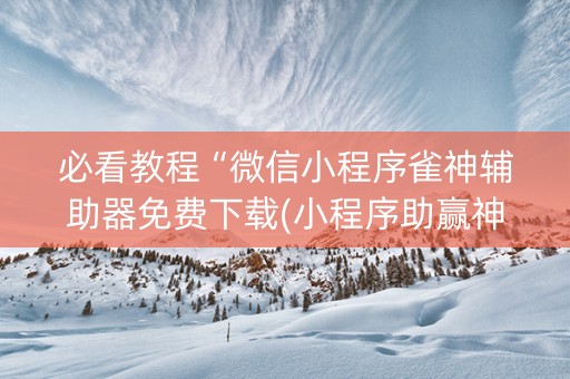 必看教程“微信小程序雀神辅助器免费下载(小程序助赢神器)