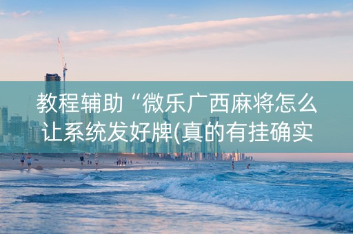 教程辅助“微乐广西麻将怎么让系统发好牌(真的有挂确实有挂)