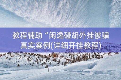 教程辅助“闲逸碰胡外挂被骗真实案例(详细开挂教程)