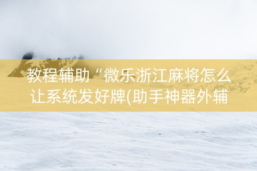 教程辅助“微乐浙江麻将怎么让系统发好牌(助手神器外辅工具)
