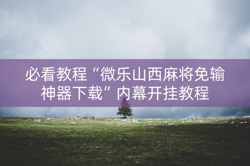 必看教程“微乐山西麻将免输神器下载”内幕开挂教程