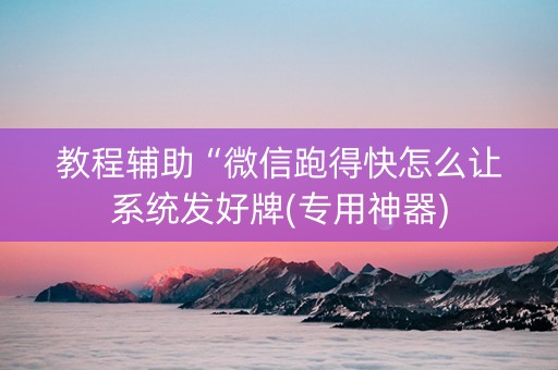 教程辅助“微信跑得快怎么让系统发好牌(专用神器)