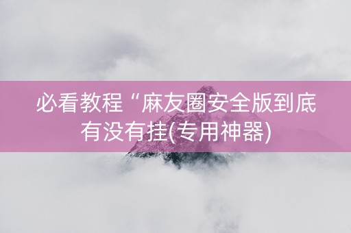 必看教程“麻友圈安全版到底有没有挂(专用神器)